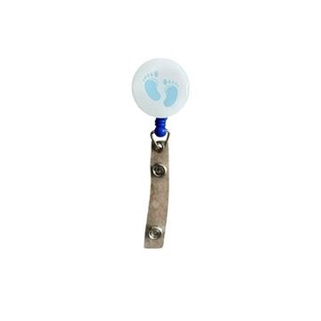Badge Holder with Blue Baby Feet