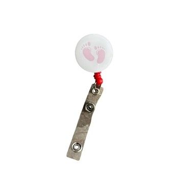 Pink Baby Feet Badge Holder