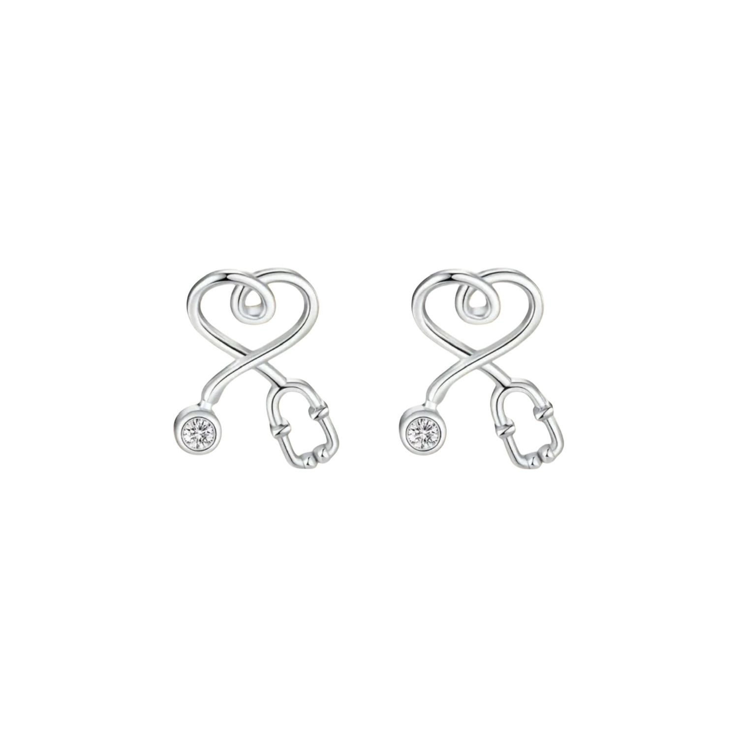 Sterling Silver Stethoscope Healthcare Earrings