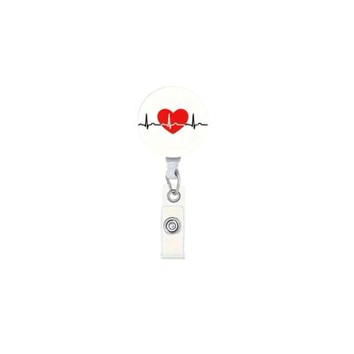 Red heart ECG badge reel