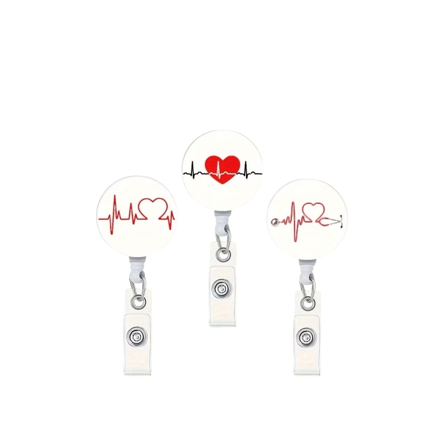 ECG badge reels (set of 3)