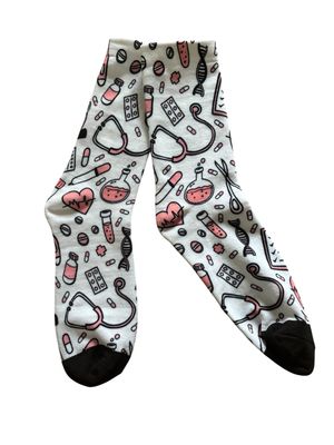 White Stethoscope Compression Socks
