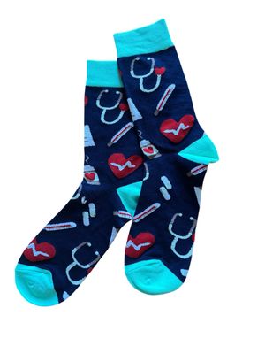 Blue compression stockings