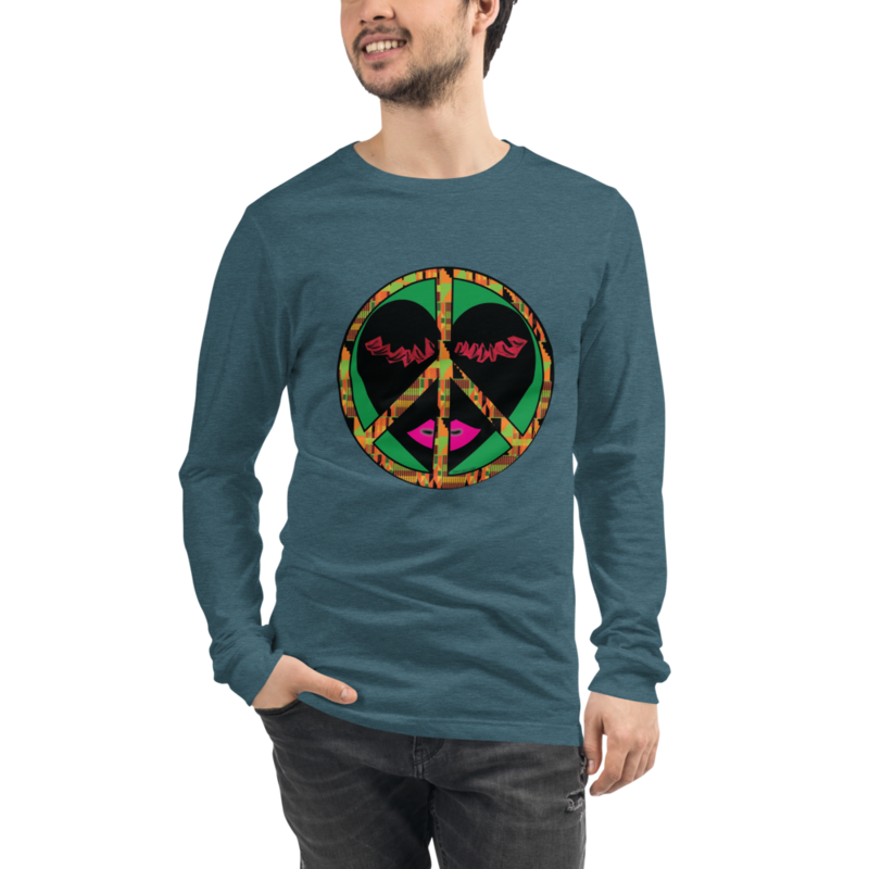 Peace &amp; Love Unisex LONG SLEEVE TEE (Blk Heart)