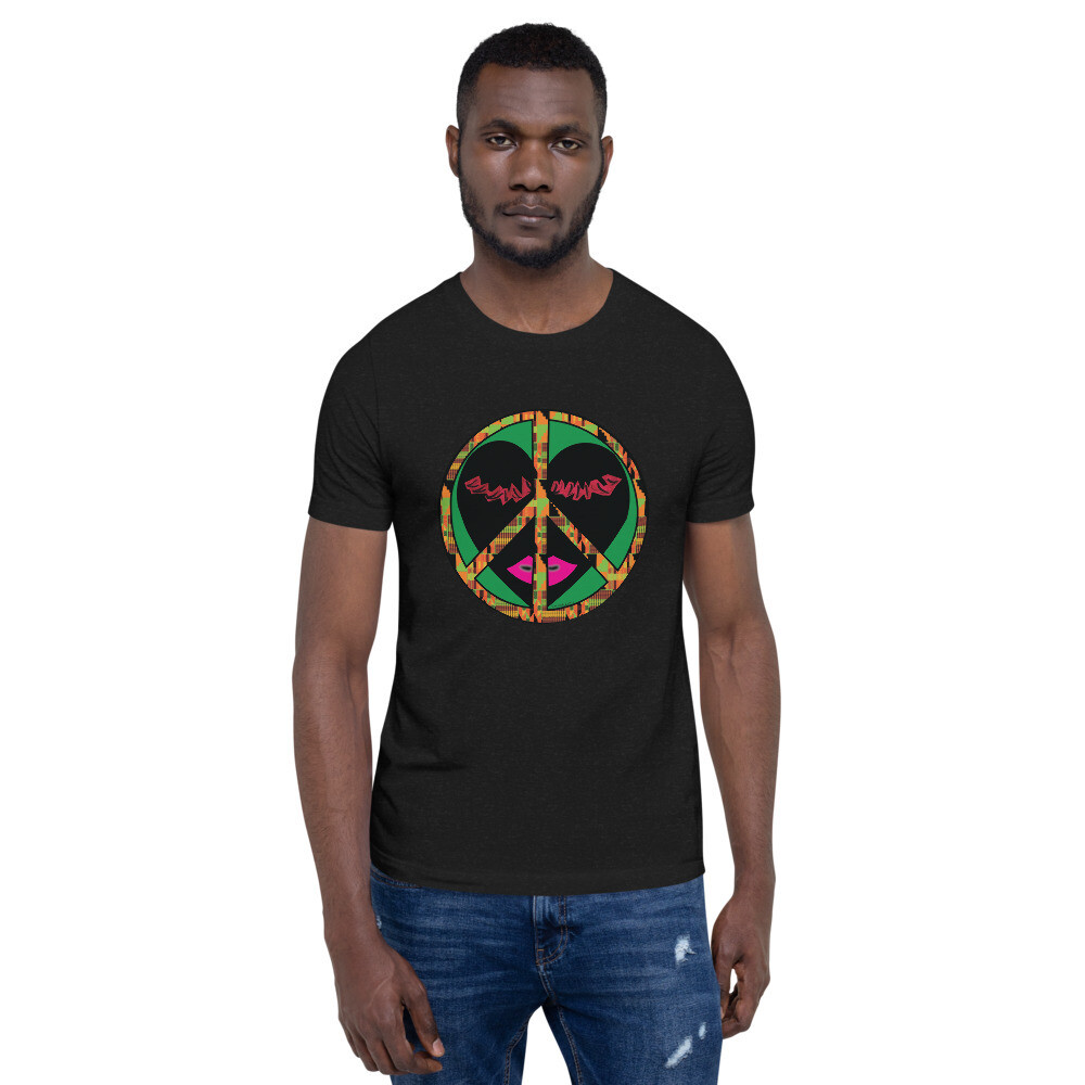 Peace & Love Short-Sleeve Unisex T-Shirt (Blk Heart)