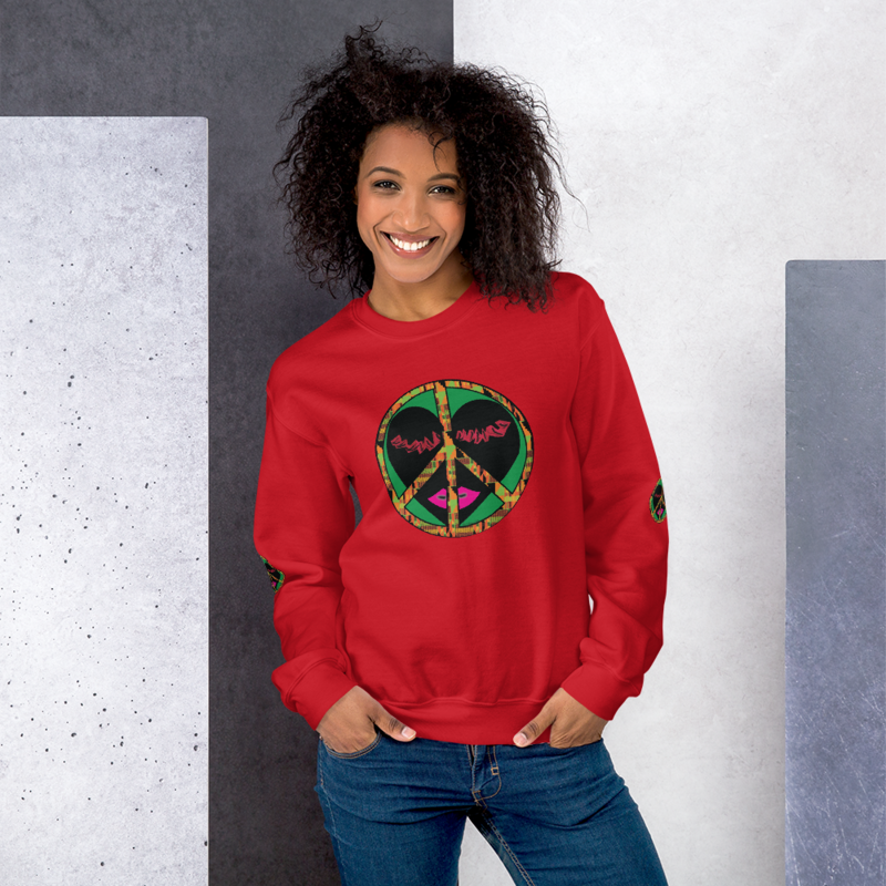 Peace &amp; Love Unisex SWEATSHIRT (Black Heart)