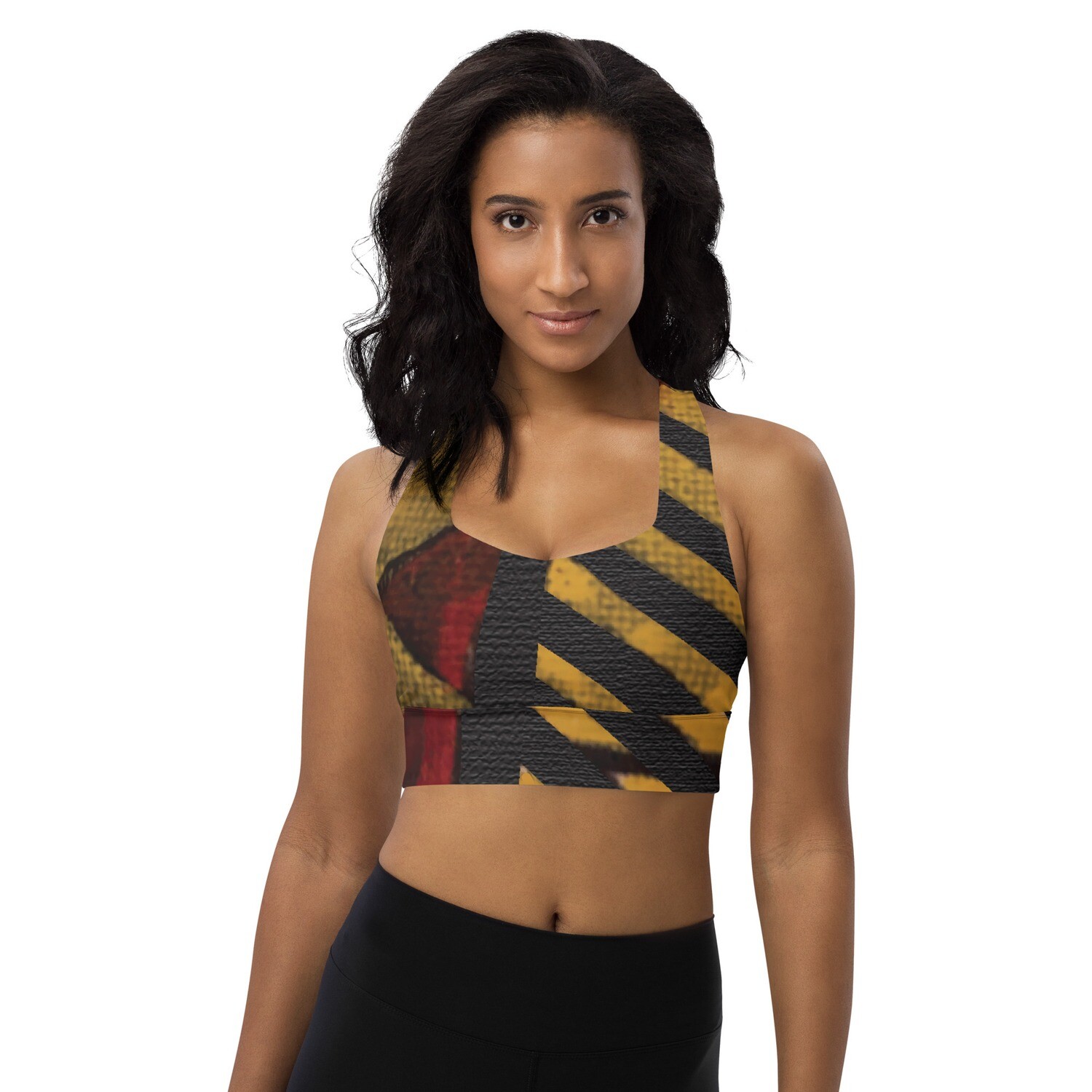 African Abstract #3 Longline sports bra