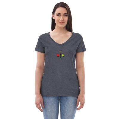 Peace, Love & Justice: Women’s recycled V-neck t-shirt