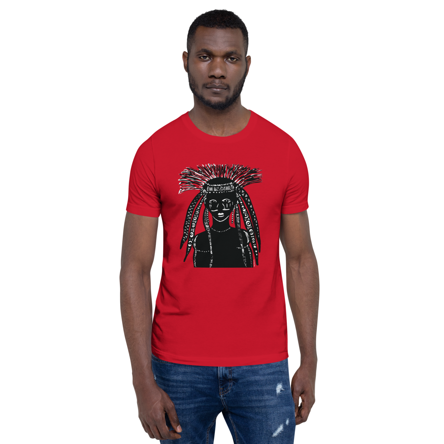 Black African warrior design on choice of t-shirt colors