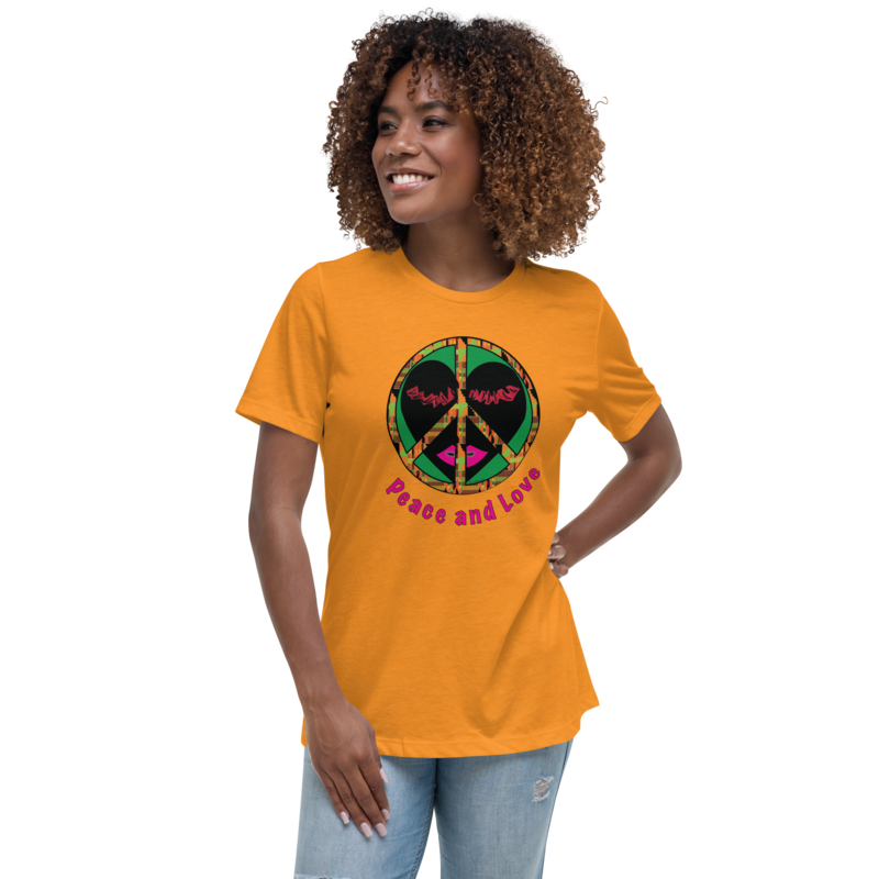 Peace & Love Women's Relaxed T-Shirt (Blk Heart) Peace & Love Women's Relaxed T-Shirt (Blk Heart)