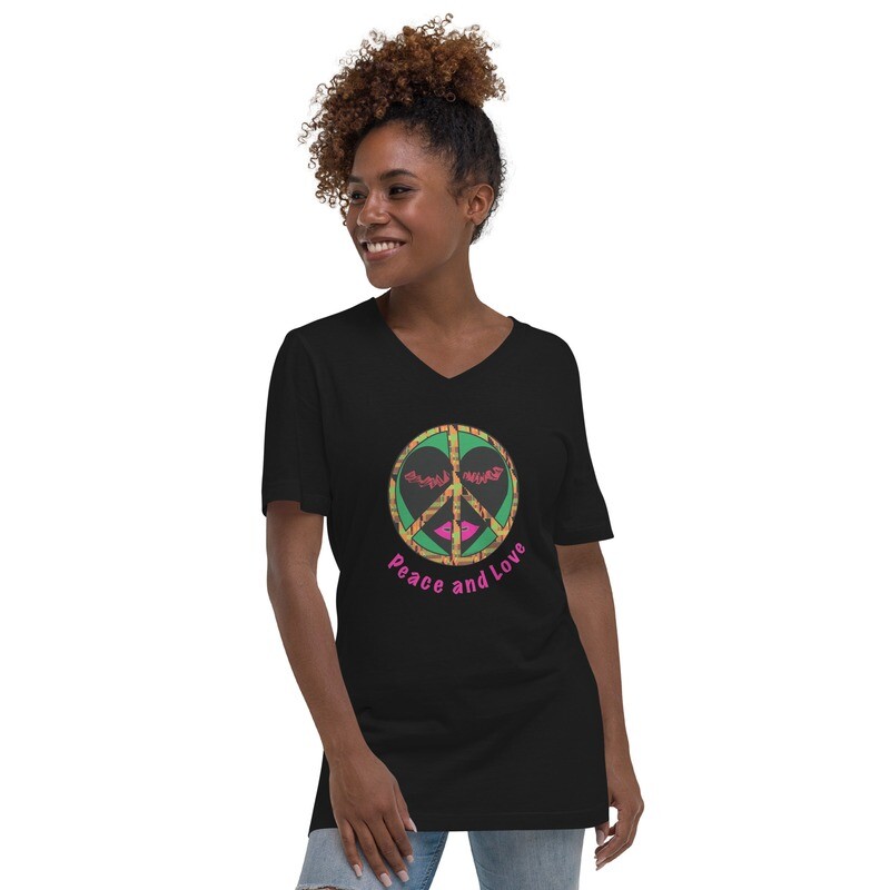 Peace & Love Unisex Short Sleeve V-Neck T-Shirt Peace & Love Unisex Short Sleeve V-Neck T-Shirt
