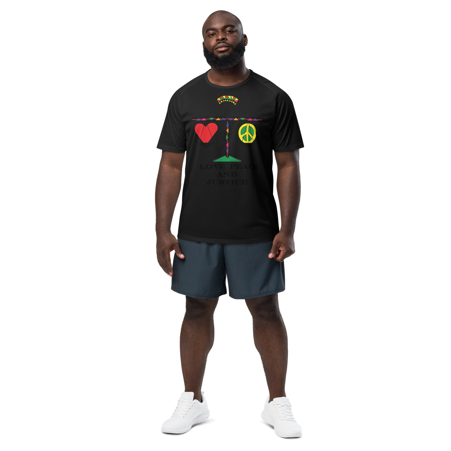 Peace Love &amp; Justice Unisex sports jersey