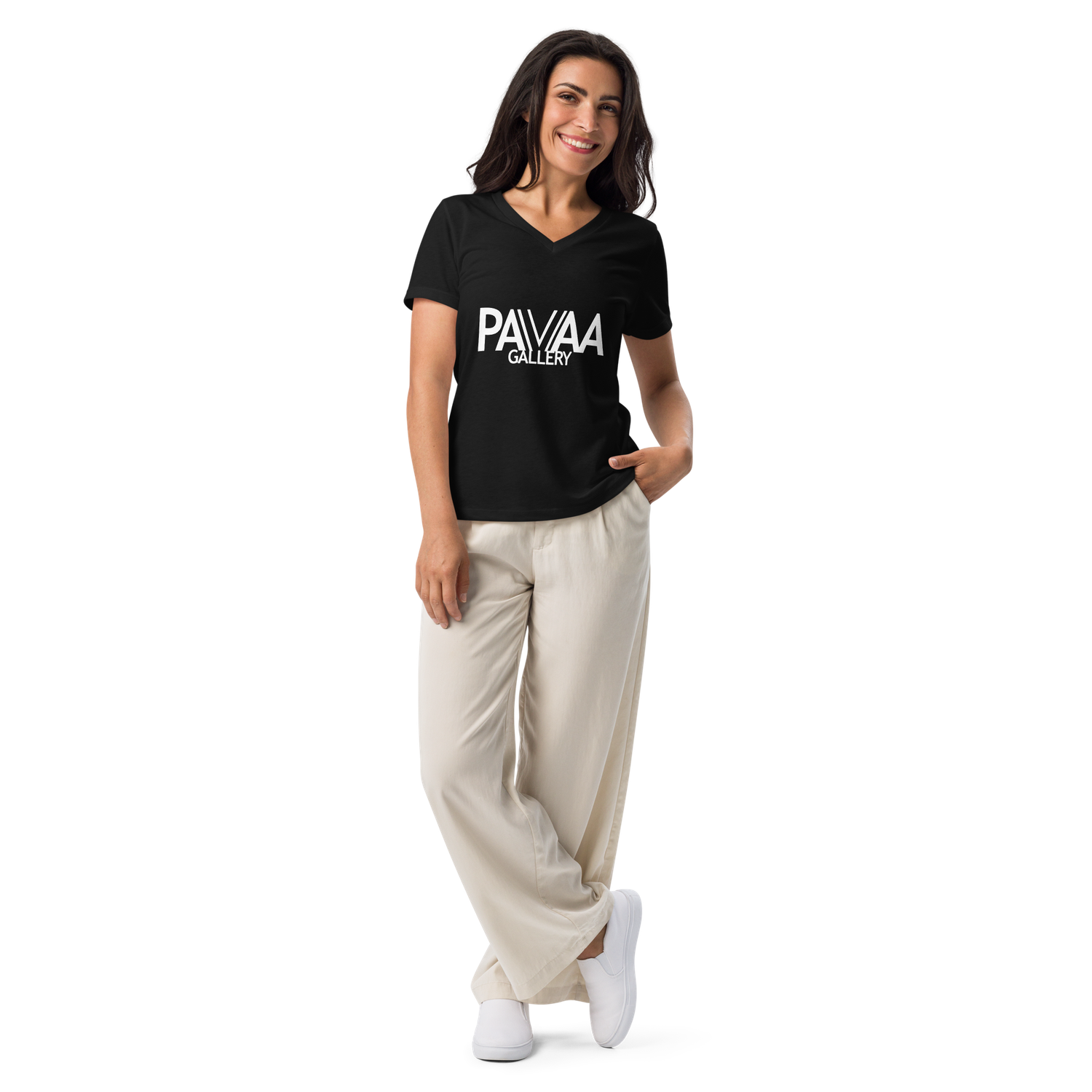 PAVAA Logo Women’s relaxed v-neck t-shirt