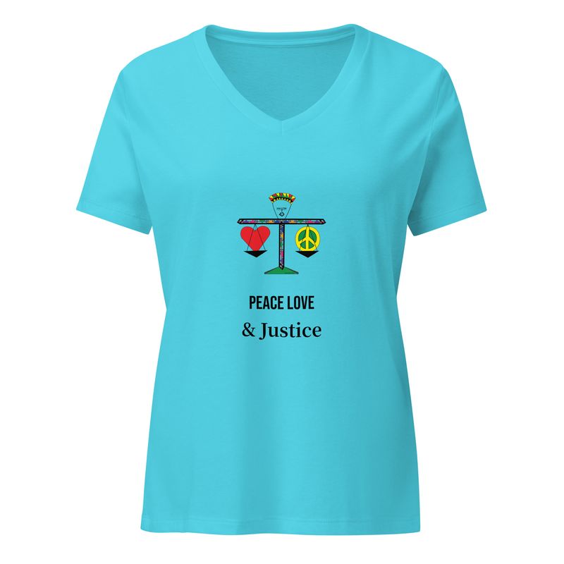 Peace Love &amp; Justice Women’s V-neck t-shirt