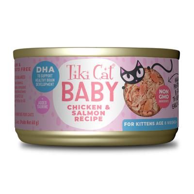 Tiki Cat Baby Wet Cat Food for Kittens, Chicken &amp; Salmon, 2.4 oz. Cans