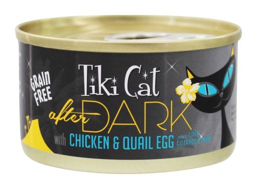 Tiki Cat After Dark Grain-Free, Low-Carbohydrate Wet Food with Real Shredded Meat for Cats &amp; Kittens, 2.8oz,  Chicken &amp; Quail)