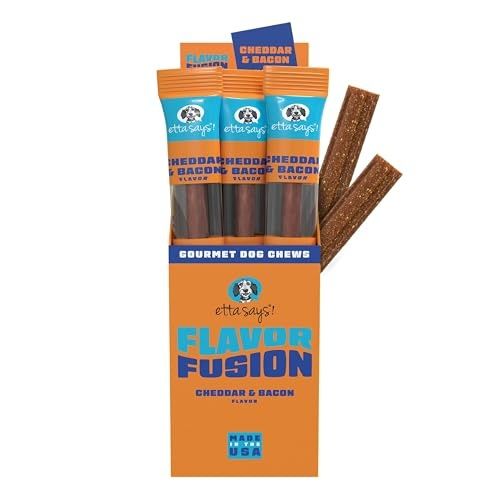 Etta Says! Flavor Fusion - All Natural Rawhide Free Chews for Dogs 2oz Chew- Cheese and Bacon - Made in the USA
