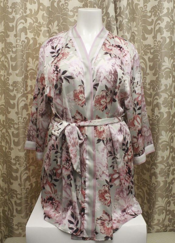 3X Satin Robe Mauve