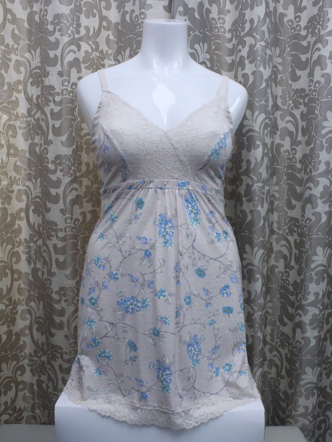 Full Bust Support Chemise, Colour: Floral Tea, Size: MF