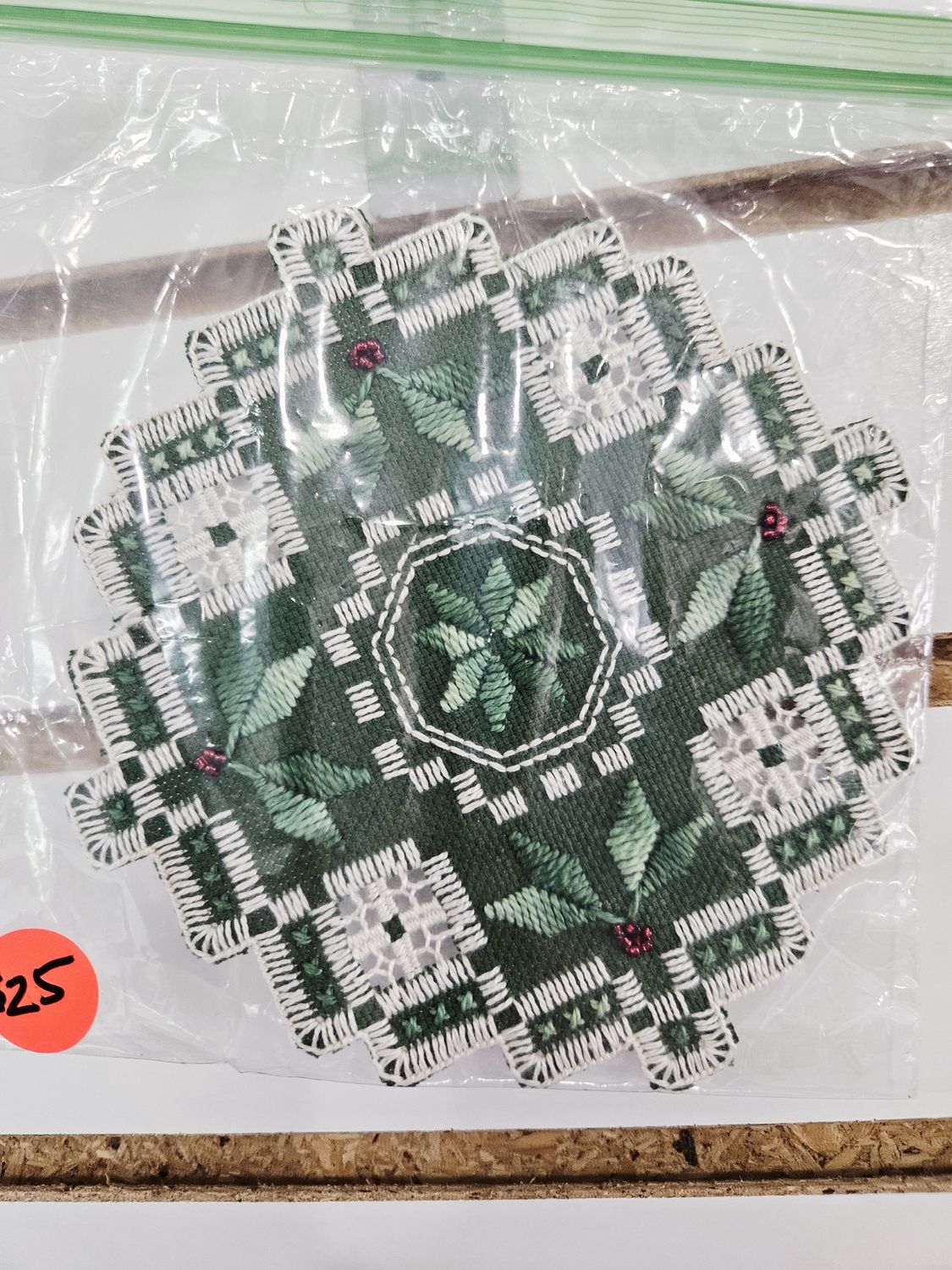 Green Hardanger Doily/Coaster