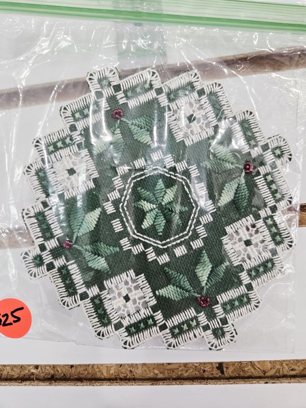 Green Hardanger Doily/Coaster