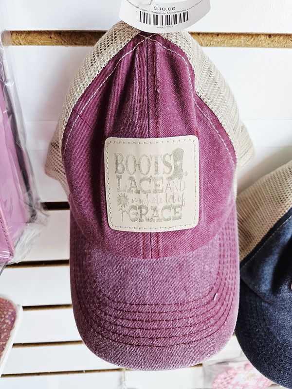 Boots Lace Grace Burgundy Mesh Baseball Hat