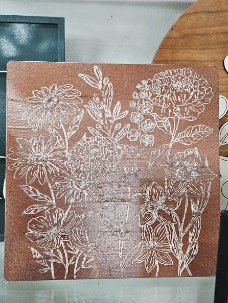 Engraved Floral Square Sign