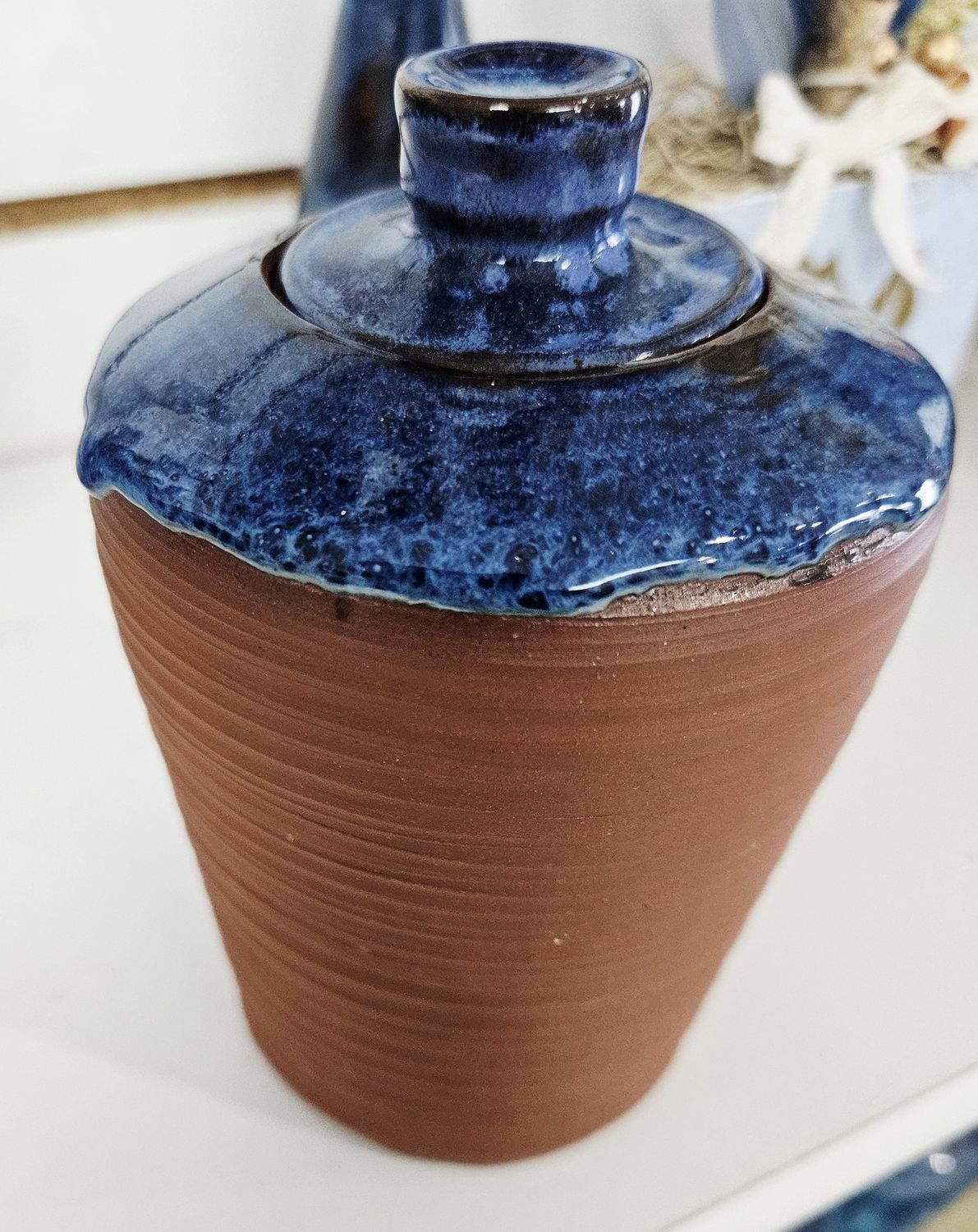 Blue Accent Lidded Jar