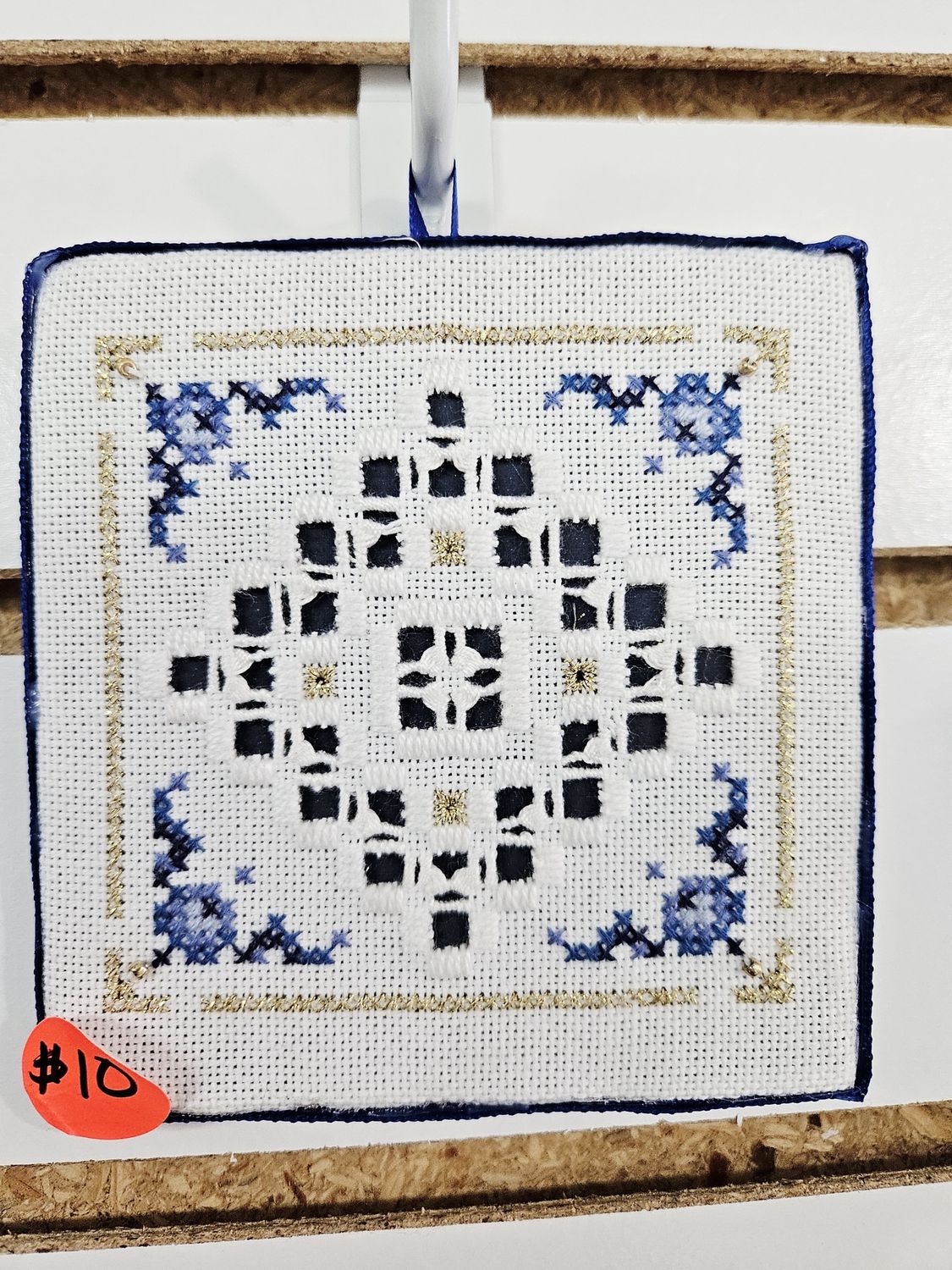 Blue and Gold Hardanger Square