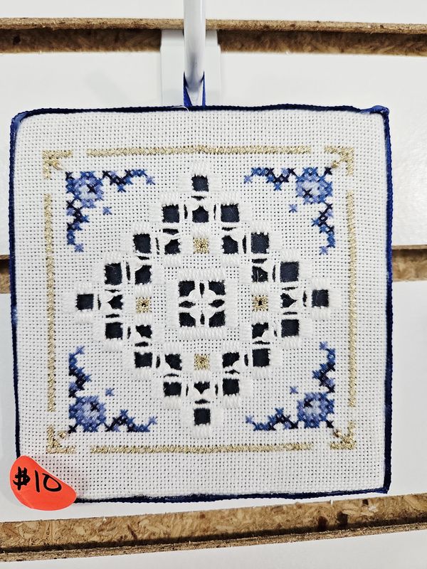 Blue and Gold Hardanger Square