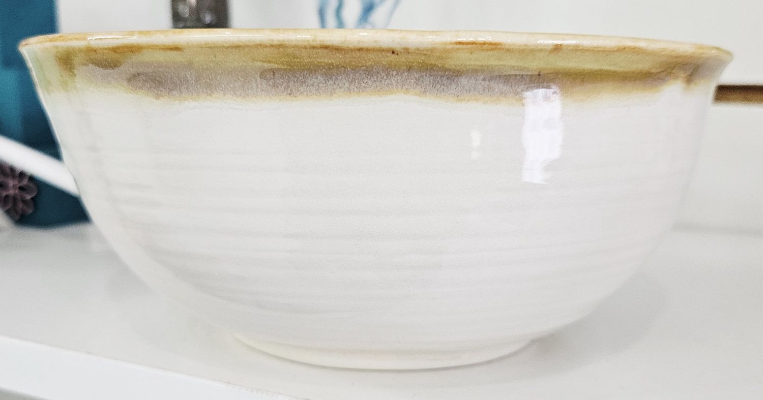 White Bowl with Green Rim