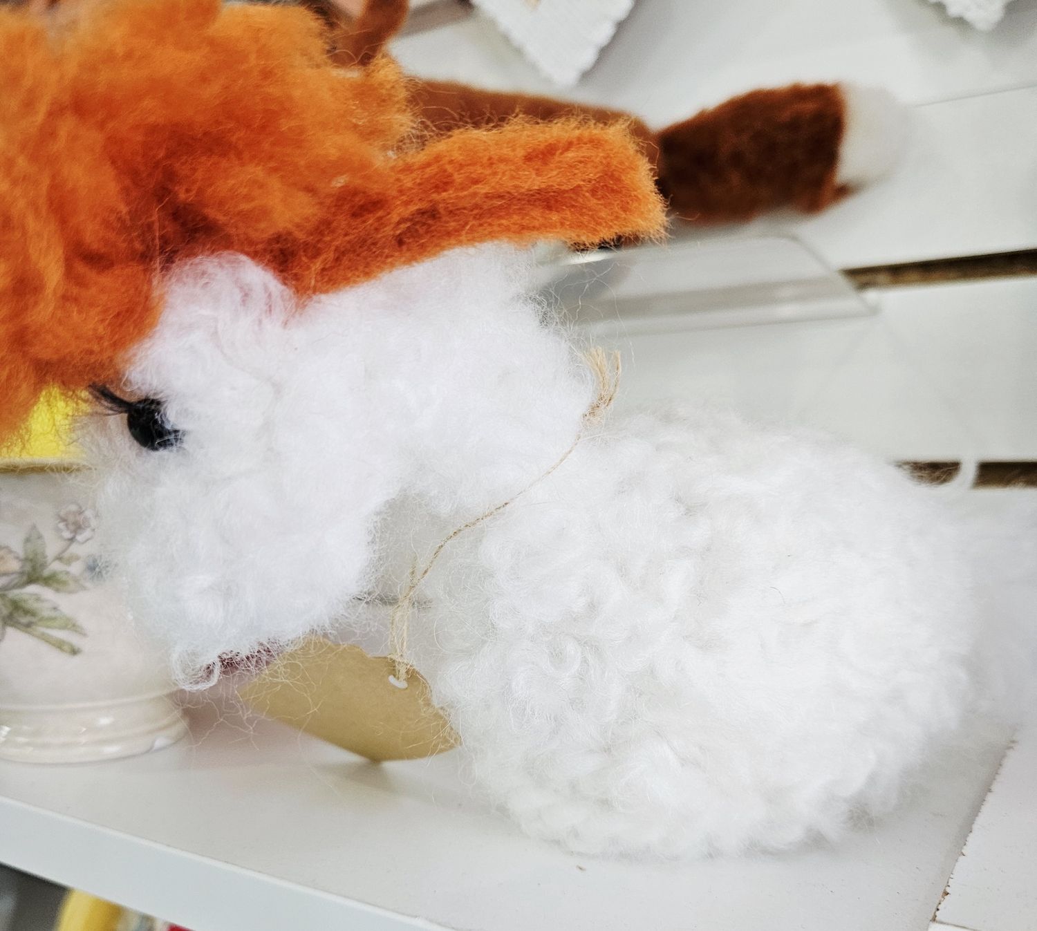 Llama - Felted, White &amp; Orange