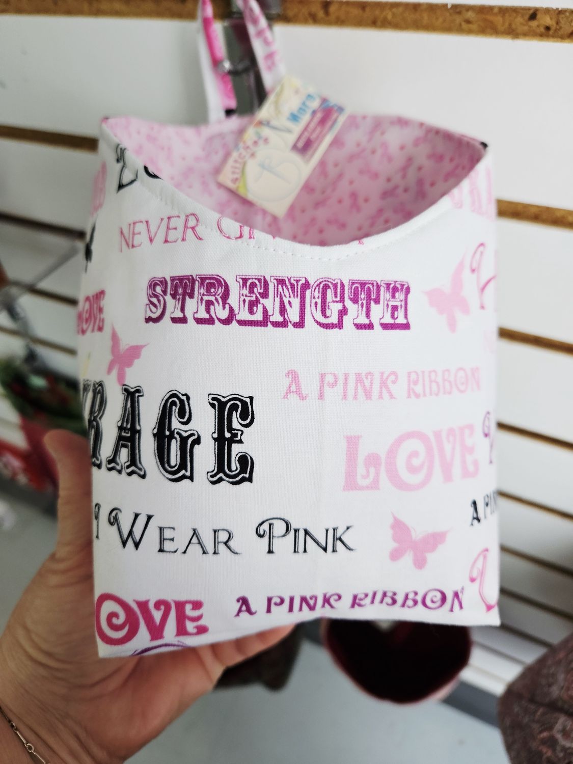 Small catch all bag pink ribbon