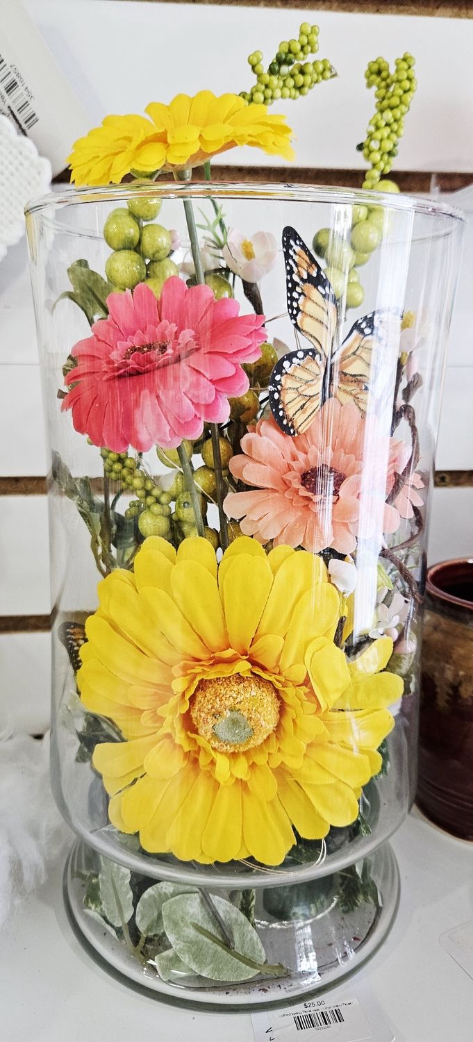 Daisy &amp; Butterfly Lighted Vase