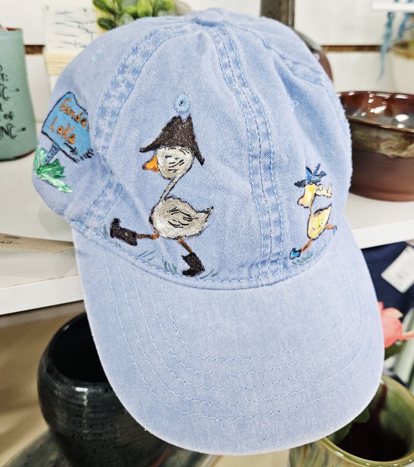 Handpainted Goose Cartoons on Cap