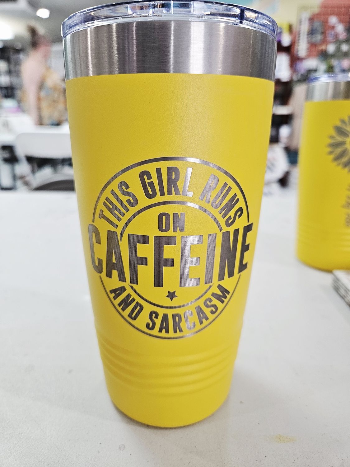 Girl Runs on Caffiene Tumbler