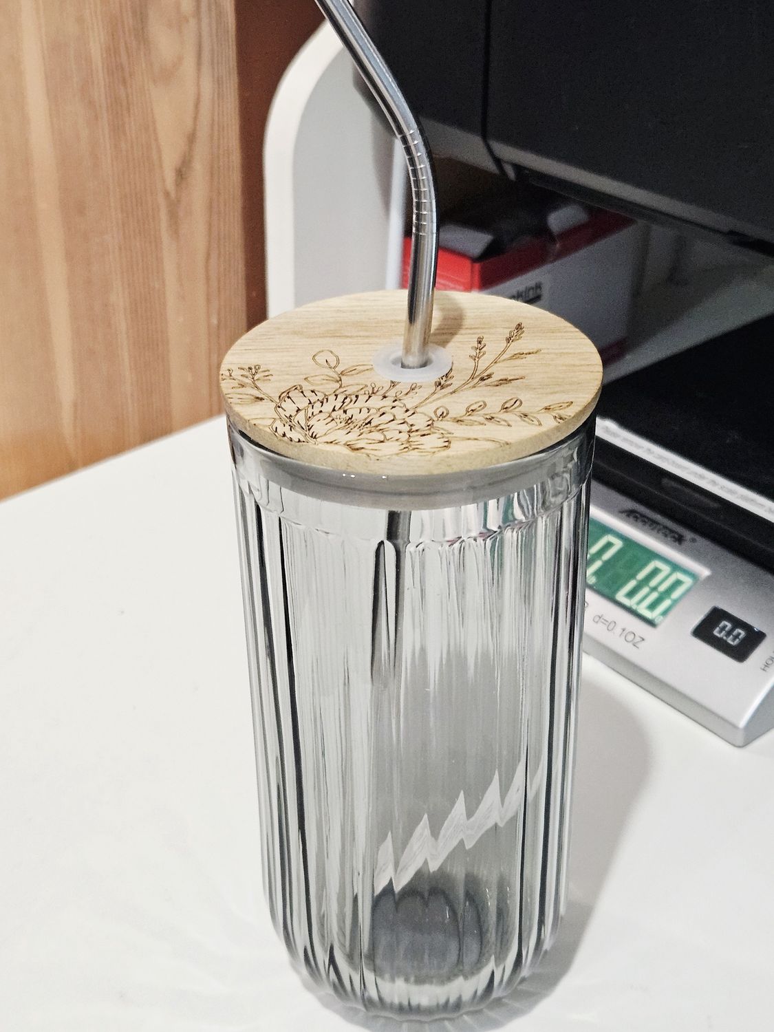 Engraved Sunflower Glass Cup