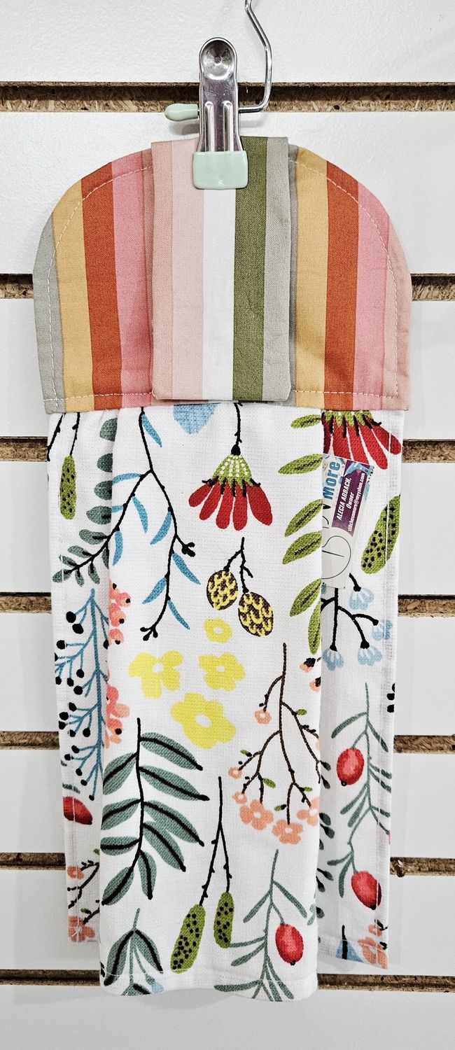 Boho Rainbow Top White Floral Towel