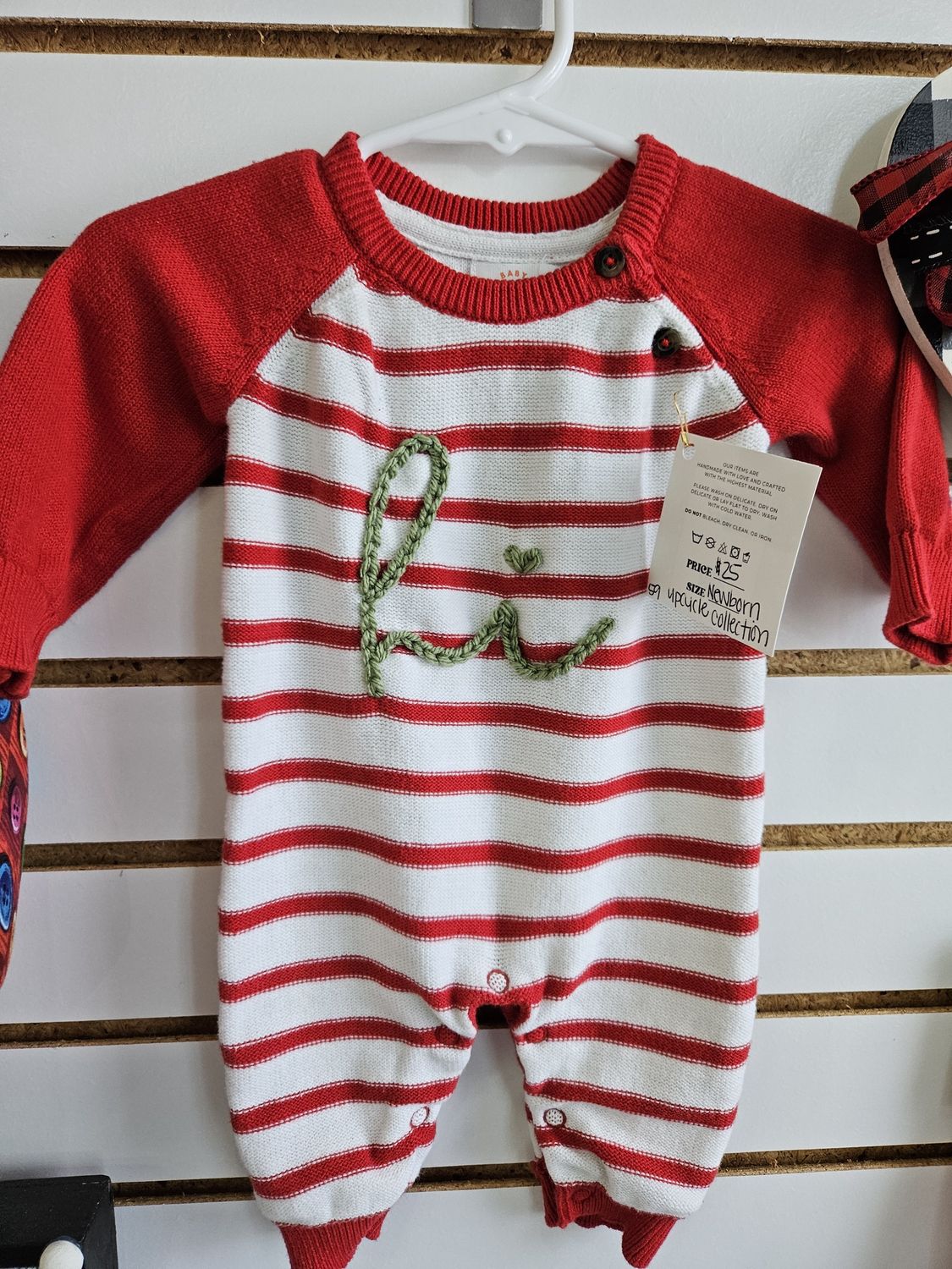 Red &amp; white striped newborn sleeper