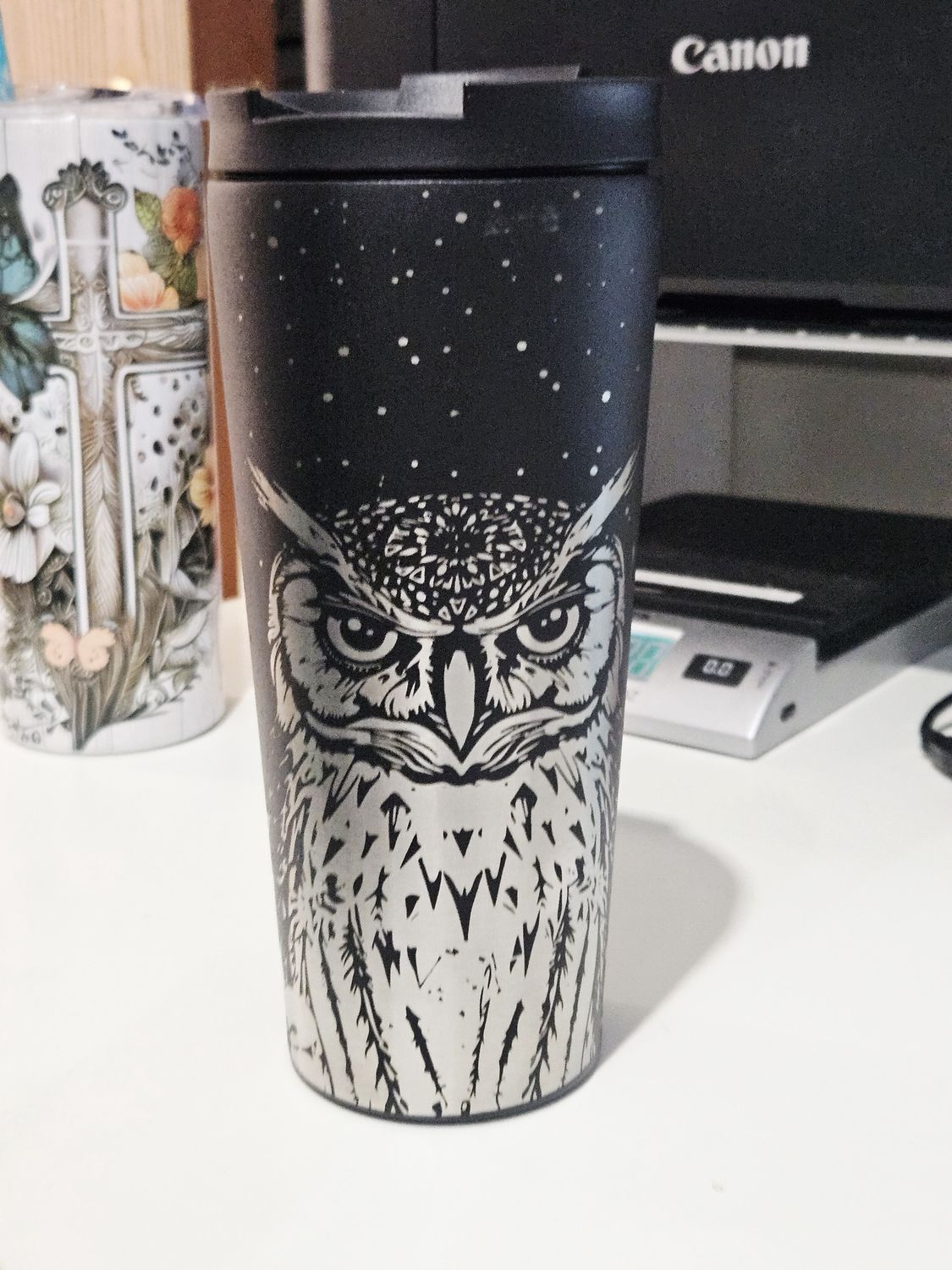 Engraved Owl Tumbler