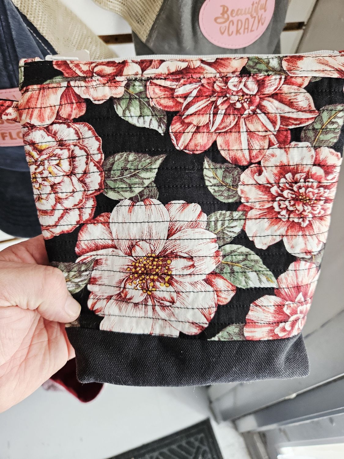 Pink Floral zipper pouch