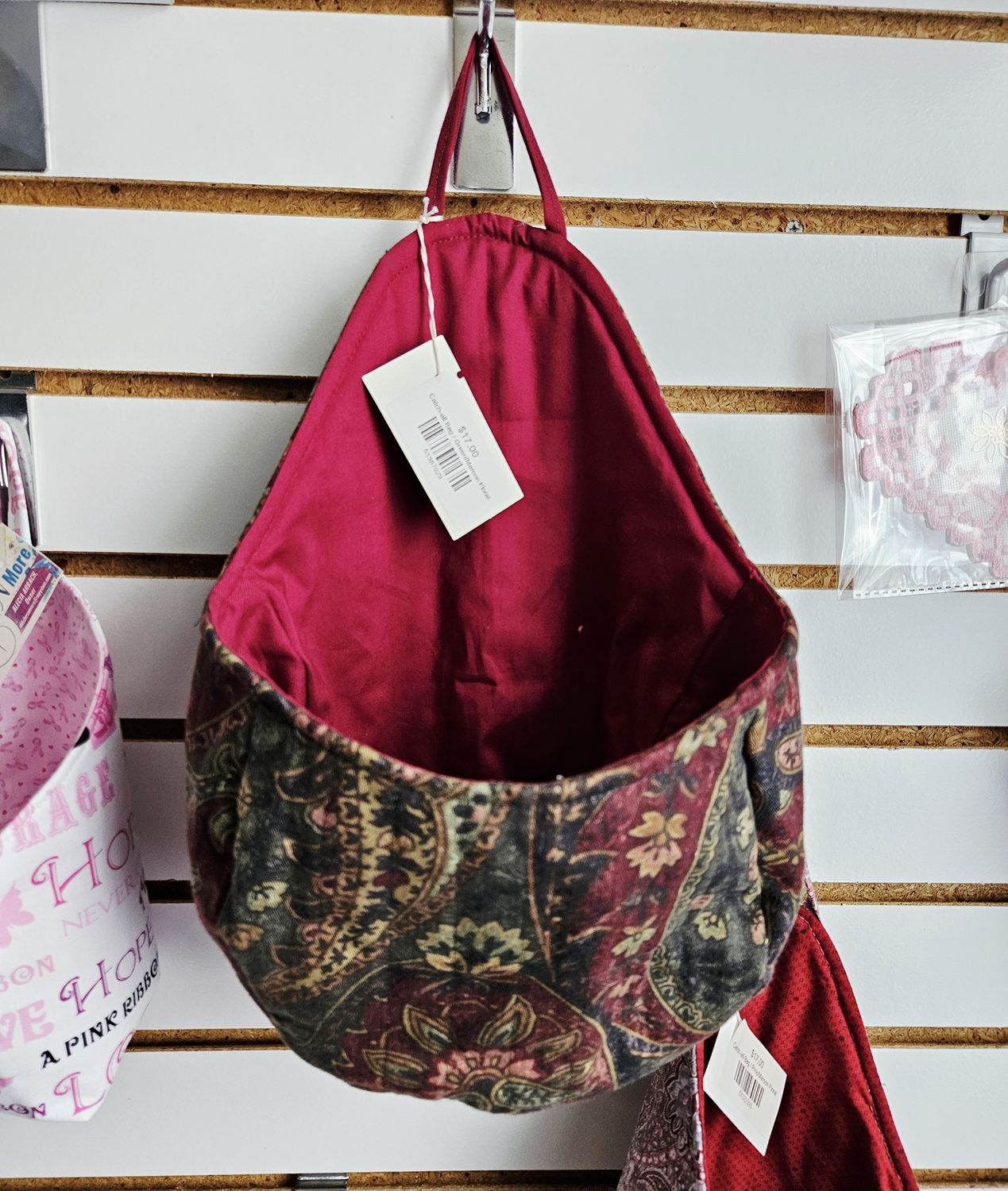 Large Catch all bag - green/maroon floral