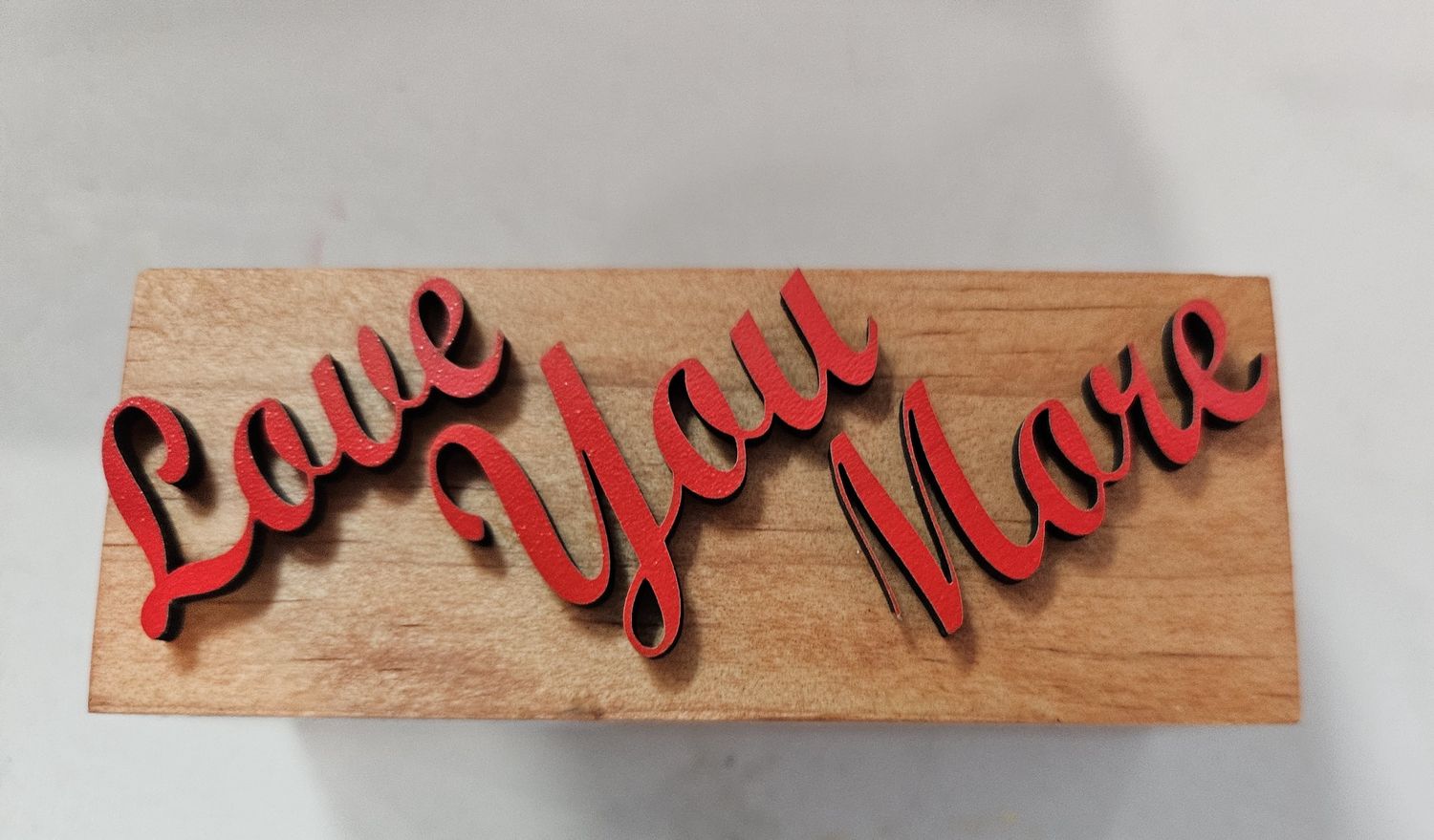 Love you more wood block
