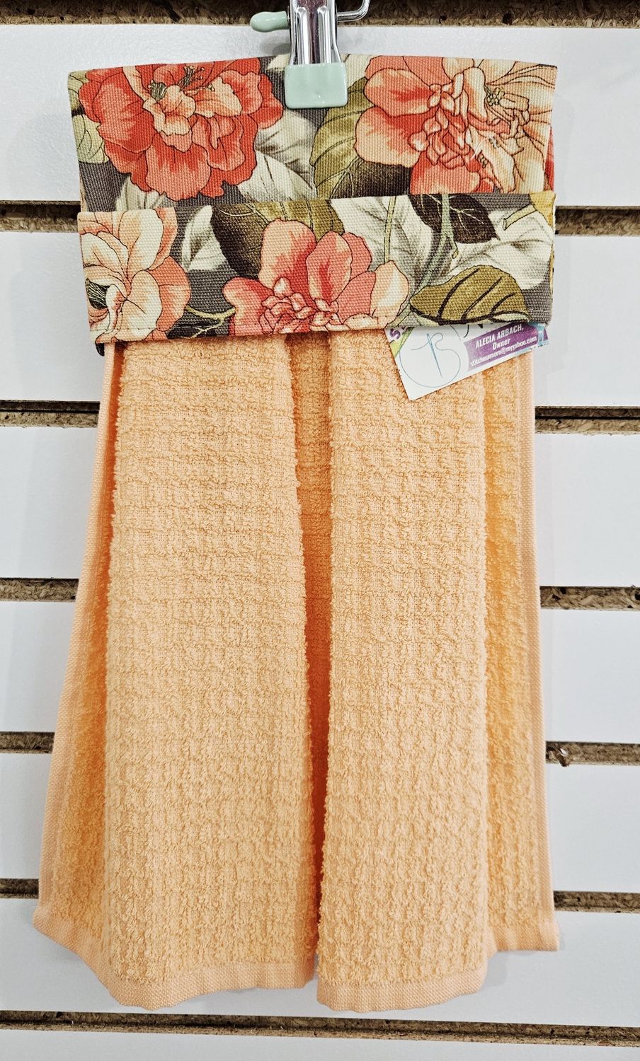 floral with peach towel