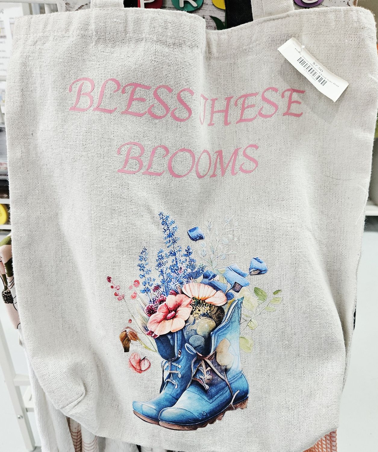 bless these blooms floral tote bag