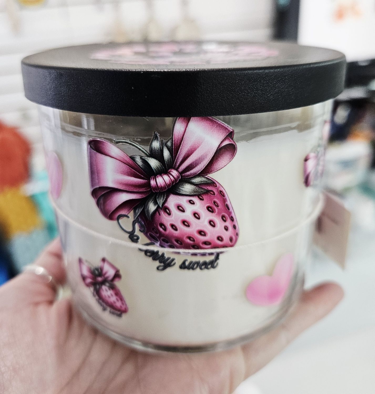 Strawberry Candle Jar - Cozy Flannel Scent