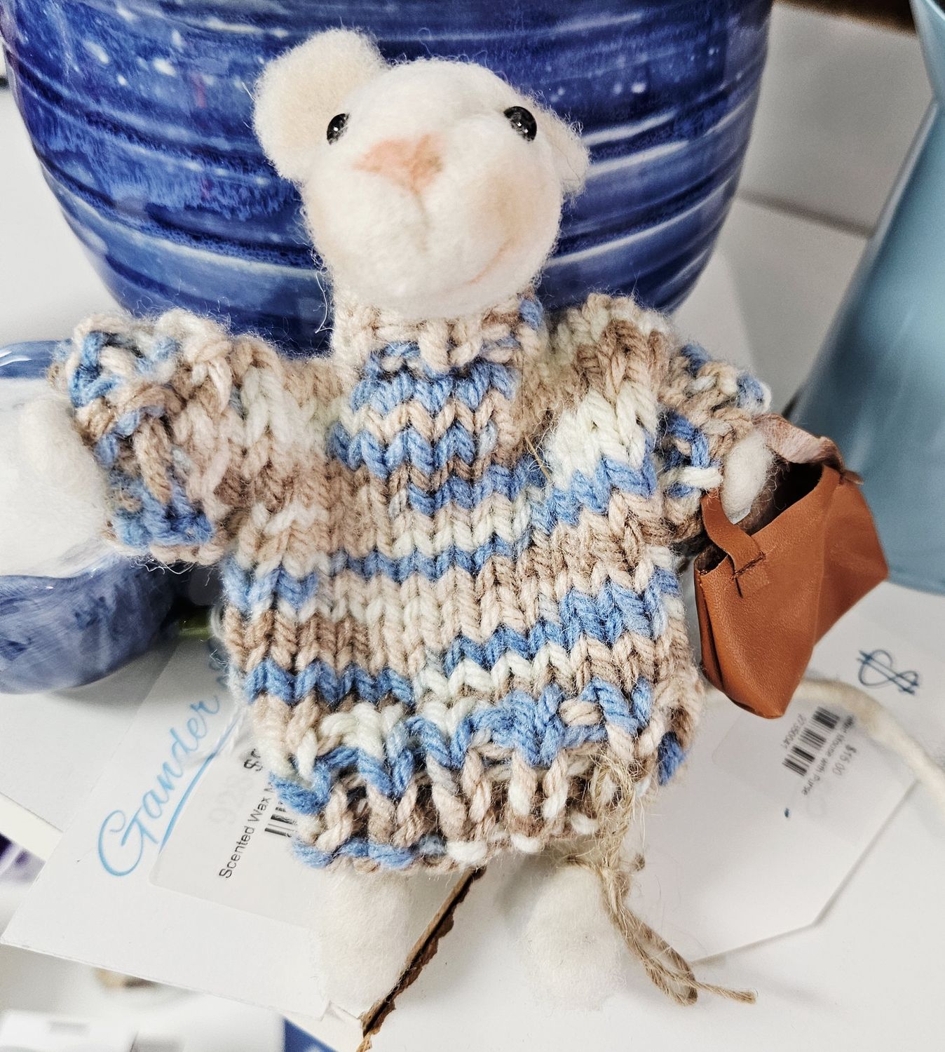 Mouse with sweater and purse