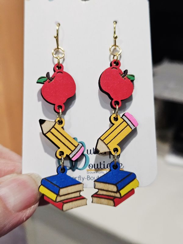 Apple pencil books earrings ryb