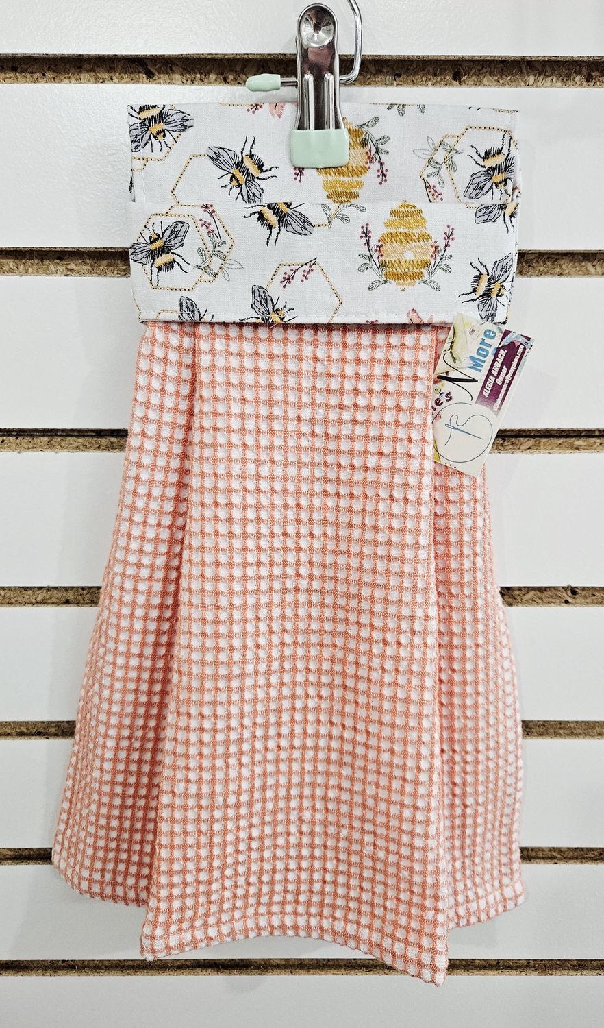 honeybees peach kitchen towel