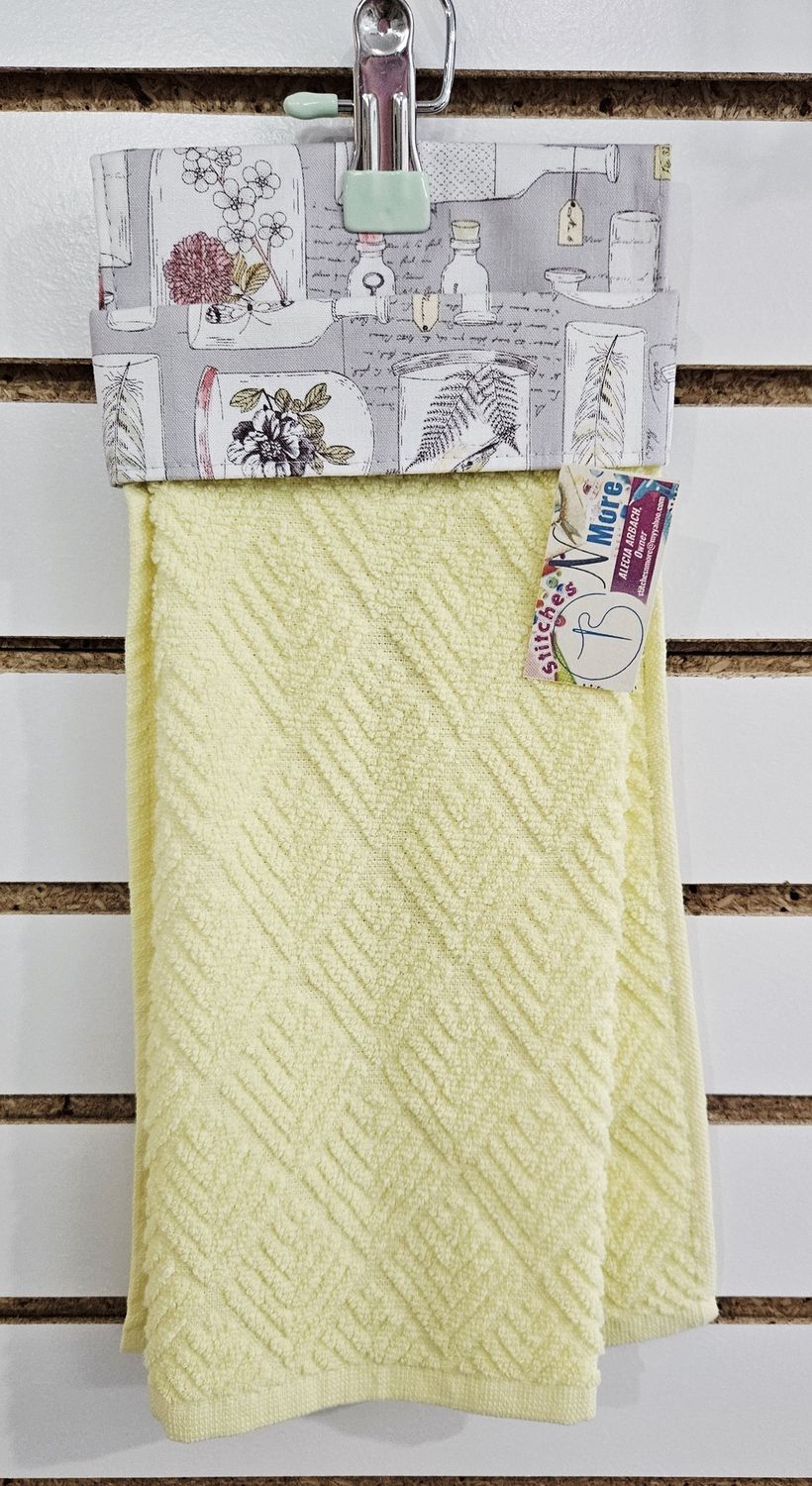 floral jars yellow towel
